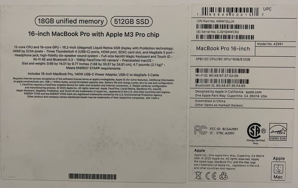 Macbook Pro with Apple M3 Pro Chip 18GB / 512GB | 16 inch 2