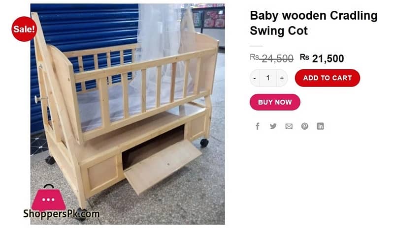 Baby Bed | Baby wooden Cradling Swing Cot | Kids furniture for sale 5