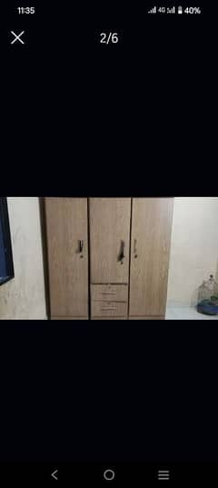 Laminated glossy 3 door Wooden cupboard with drawers for sale