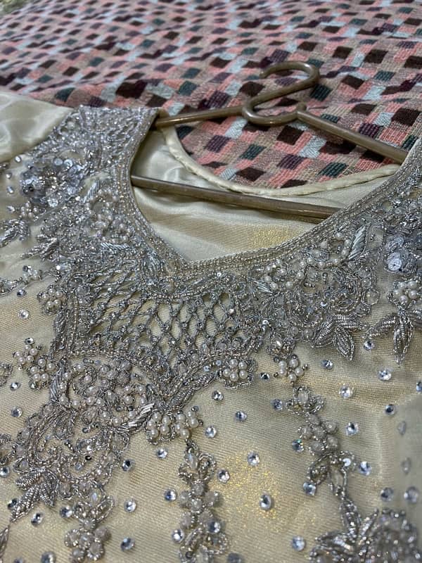 Off white Ghararah , Shirt with silver work with net Dubattah 8