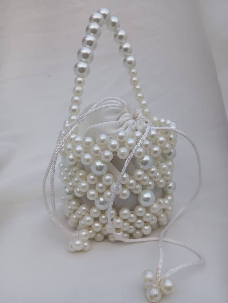 White Beaded Bag | Handmade bag | luxurious design bag 0