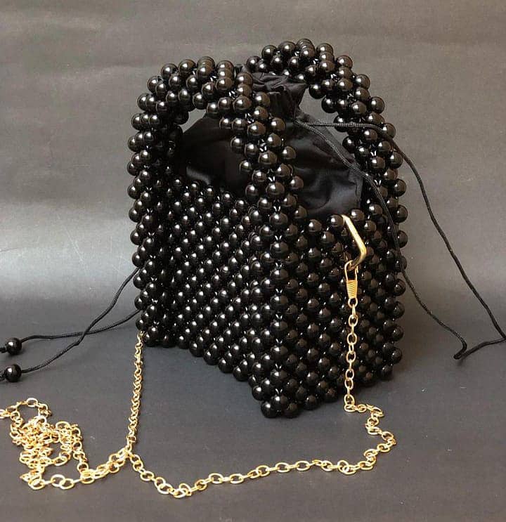 Beaded bag | Sleek design | Stylish handle and chain | 0