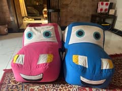 kids car characters bean bags