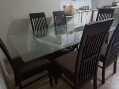 Dining table with 6 chairs.