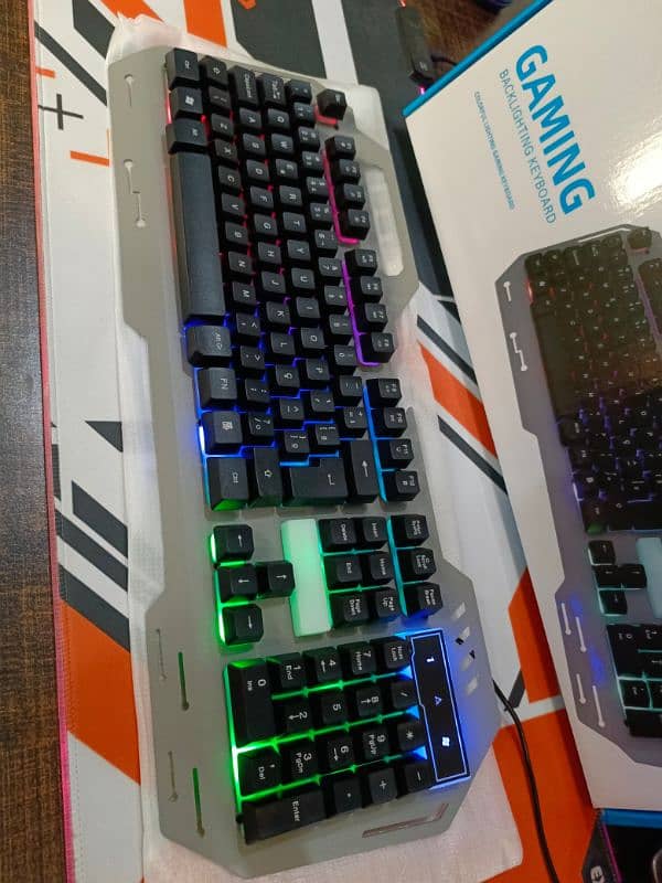 Gaming RGB Backlight Keyboard With Mobile Stand Support 4