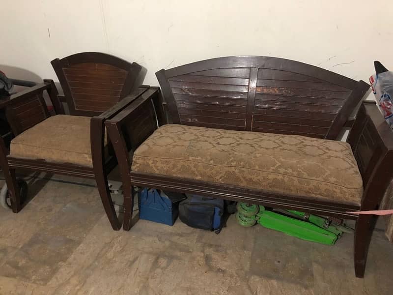 wooden sofa set with rounded center table 2