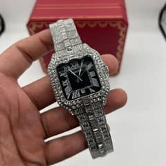 Cartier watch iced stone