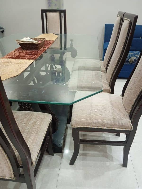 8 chairs dining table with glass top 0