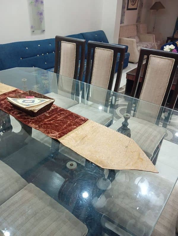 8 chairs dining table with glass top 1