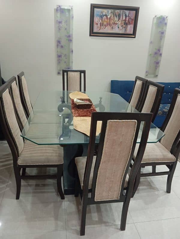 8 chairs dining table with glass top 2