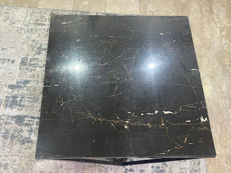 BLACK MARBLE AND IRON CENTER TABLE 1