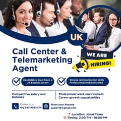 UK Call Center Job Opportunity in Johar Town