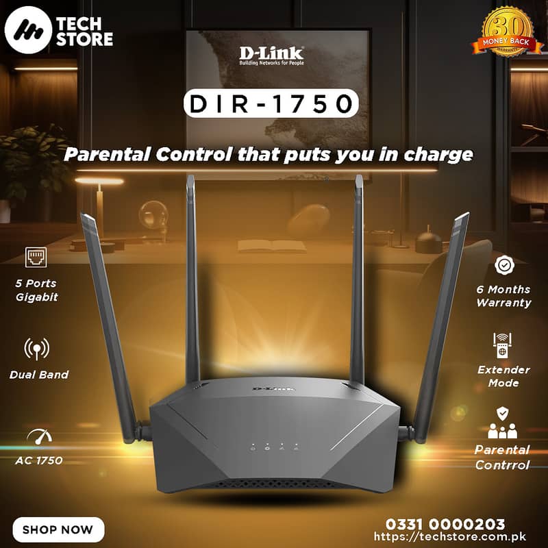 D-Link DIR-1750 AC1750 MU-MIMO Wi-Fi Gigabit Router | (Branded Used) 0