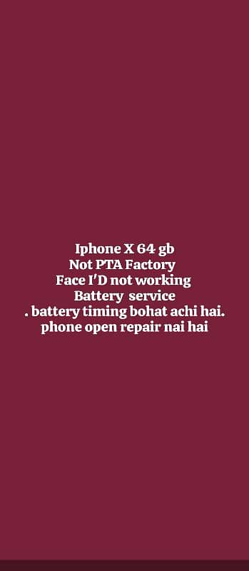 Iphone x 64GB Non PTA +923271102248 2