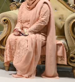 Peach Formal Net kameez shalwar