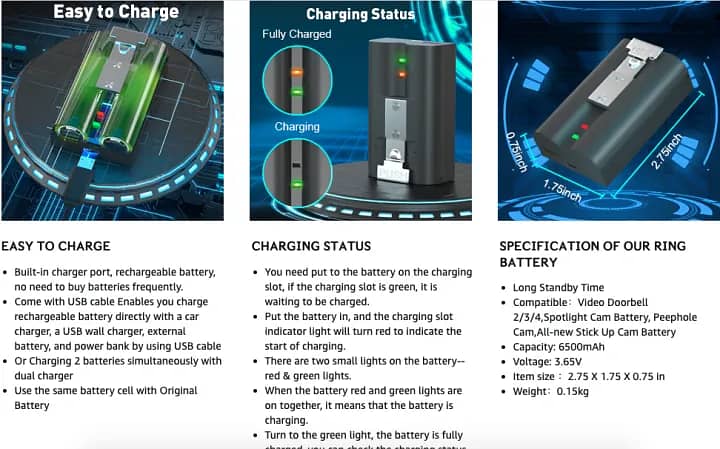 Ring Video Doorbell Camera and Spotlight Camera battery 4