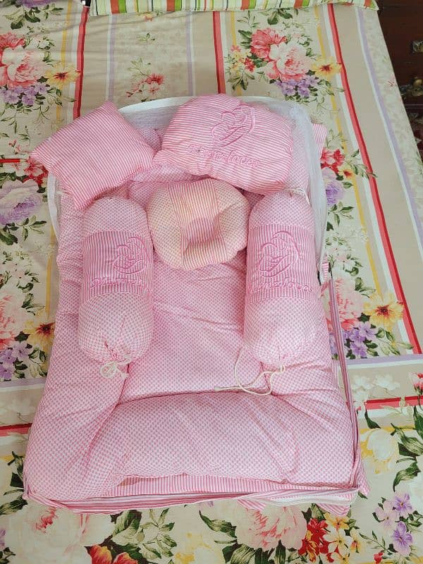 baby girl pink bed set with comforter and baby bag 3