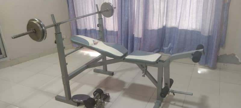 Exercise Bench (Oxygen Co) with Dumbells Plates 5kg,8kg etc 0