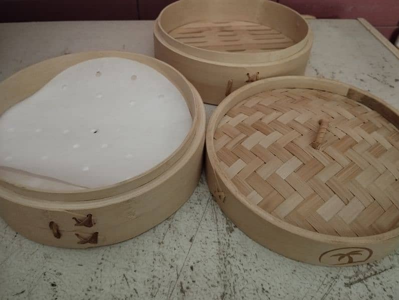 Bamboo Steamer - 8 inch Double layer all natural 1