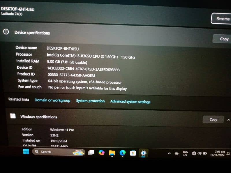 Dell Latitude 7400 8th Gen  8/256 GB 2