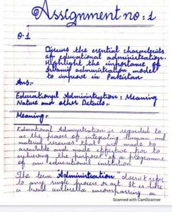 Hand Written Assignment work 1