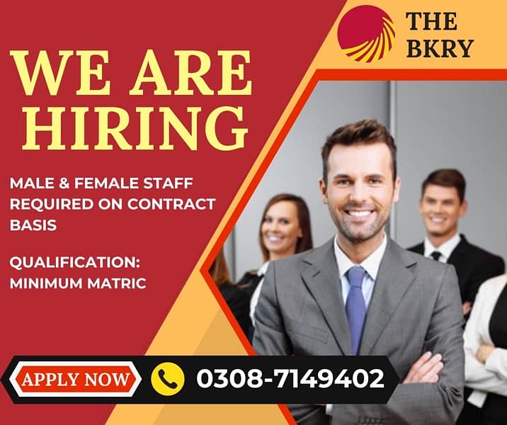 Contract Base urgent Hiring  / Jobs Available in Lahore 0