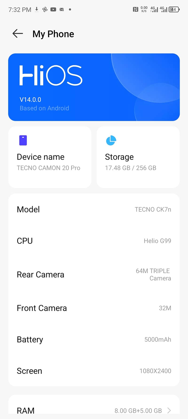 Tecno camon 20pro ram 8 / 256 2