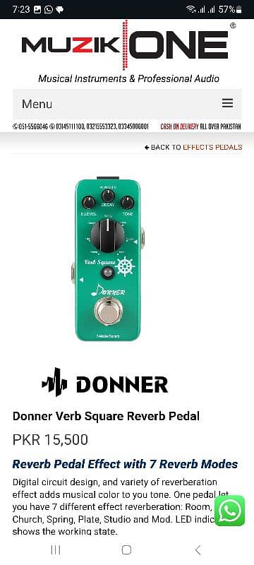 Donner Reverb Guitar Pedal, Verb Square Digital Reverb  7 Modes. 1