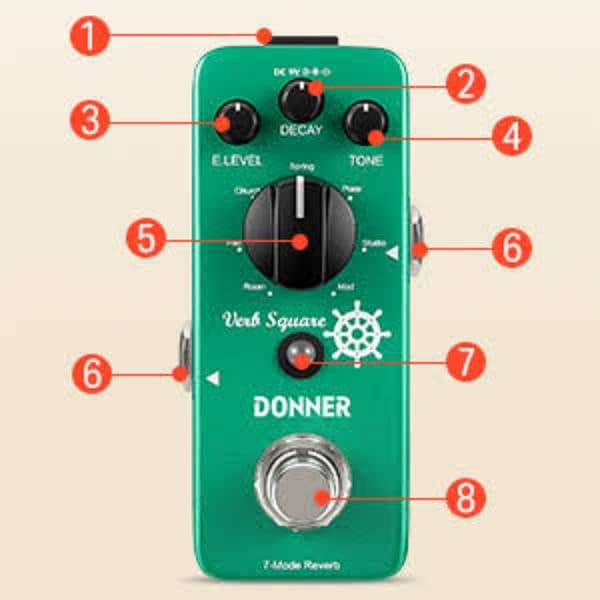 Donner Reverb Guitar Pedal, Verb Square Digital Reverb  7 Modes. 9