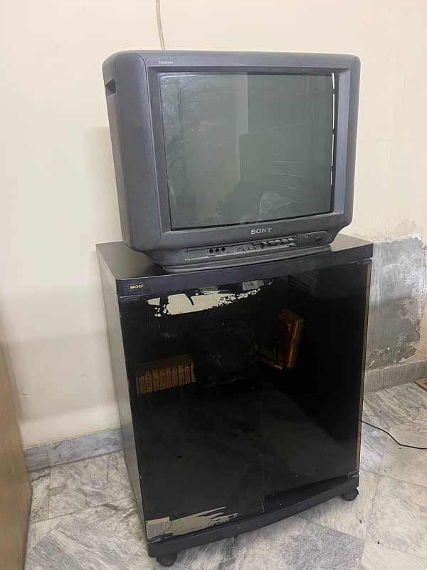 Sony TV With Glass Trolley | Black Storage Trolley | Wheel Trolley 0