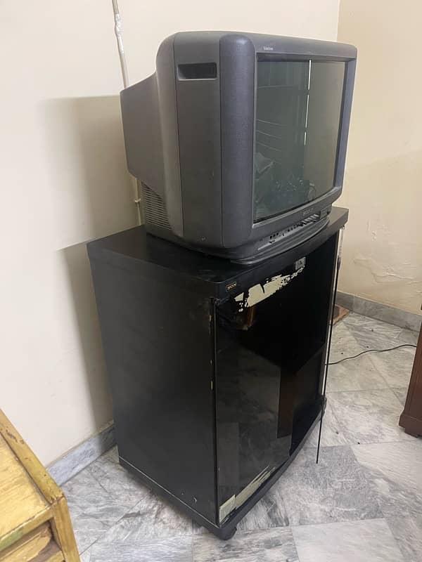 Sony TV With Glass Trolley | Black Storage Trolley | Wheel Trolley 2