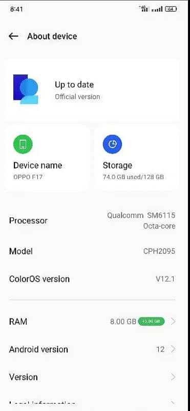 OPPO f17 Condition 10 /10 Storage 8/128 1