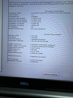 DELL 3779 G3 GAMING LAPTOP WITH 6GH GRAPHICS CARD GTX