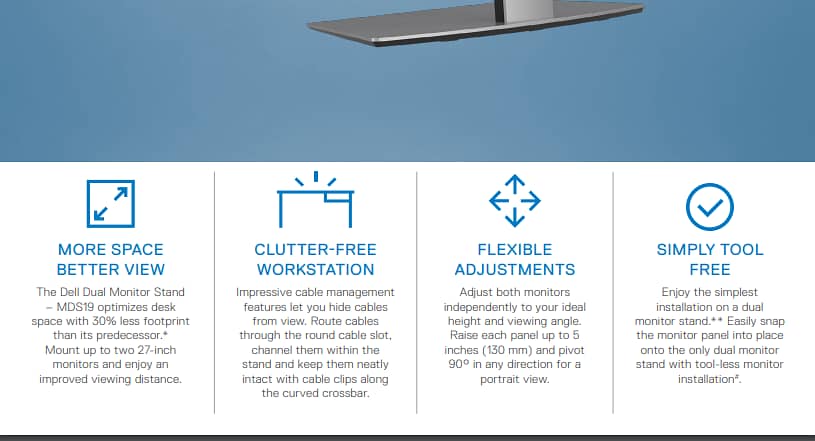 Dell MDS19 Dual LED Stand Monitor Stand for 2 27 Inch Monitors 1