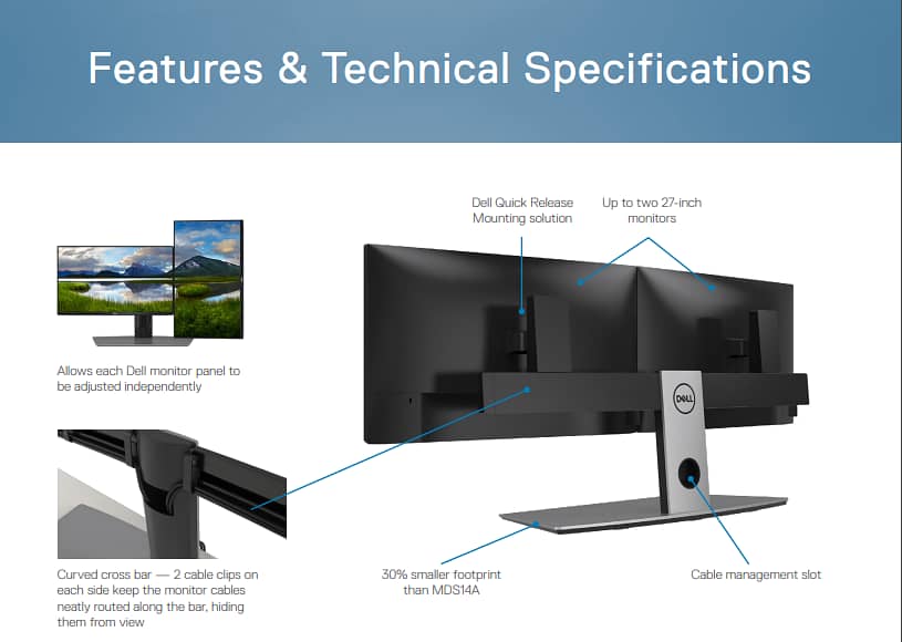 Dell MDS19 Dual LED Stand Monitor Stand for 2 27 Inch Monitors 2