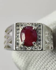 Top Quality 100% Natural Ruby Stone Silver Ring Men Style