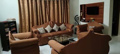 7 seater pure wood chionti sofa with vip cloth cover