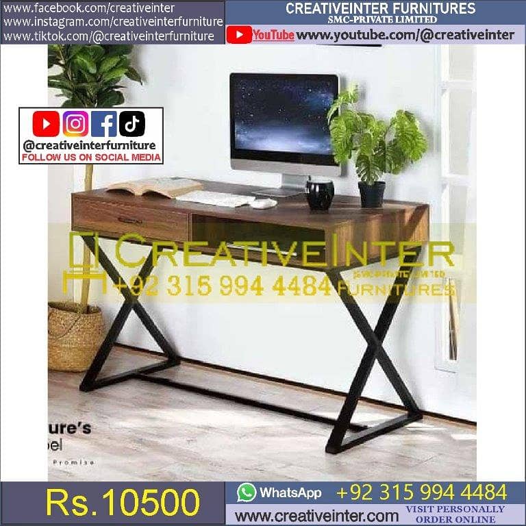 Study Workstation Computer Office Table Reception Desk Chair Laptop 18