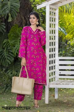 2 pcs woman's Unstitched khaddar digital printed suit