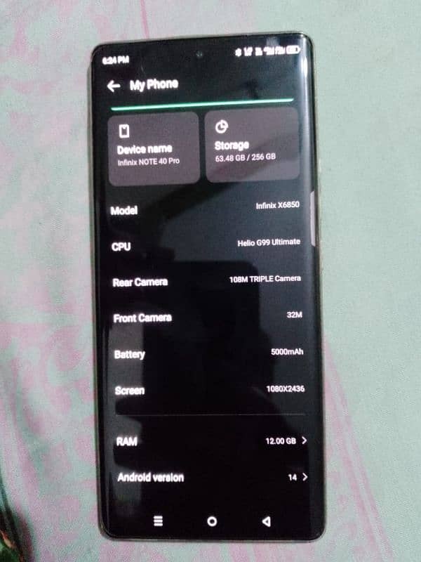 infinix note 40 pro 12+6 ram 256 memory excellent condition All oky 4