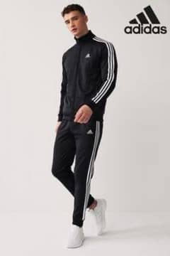 adidas Black 3-Stripe Tricot Tracksuit