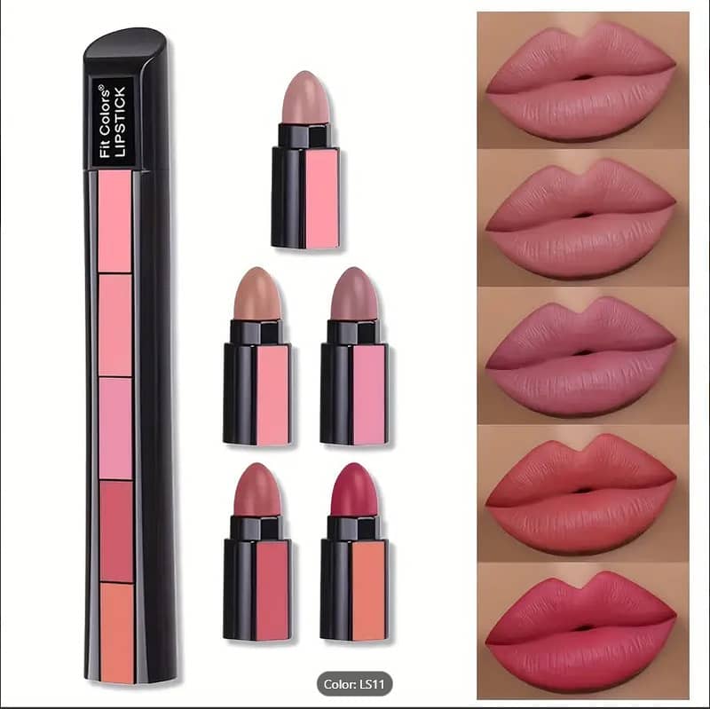 5-in-1 PACK OF Matte Lipstick & Makeup Set – Waterproof Velvet Lip Glo 8