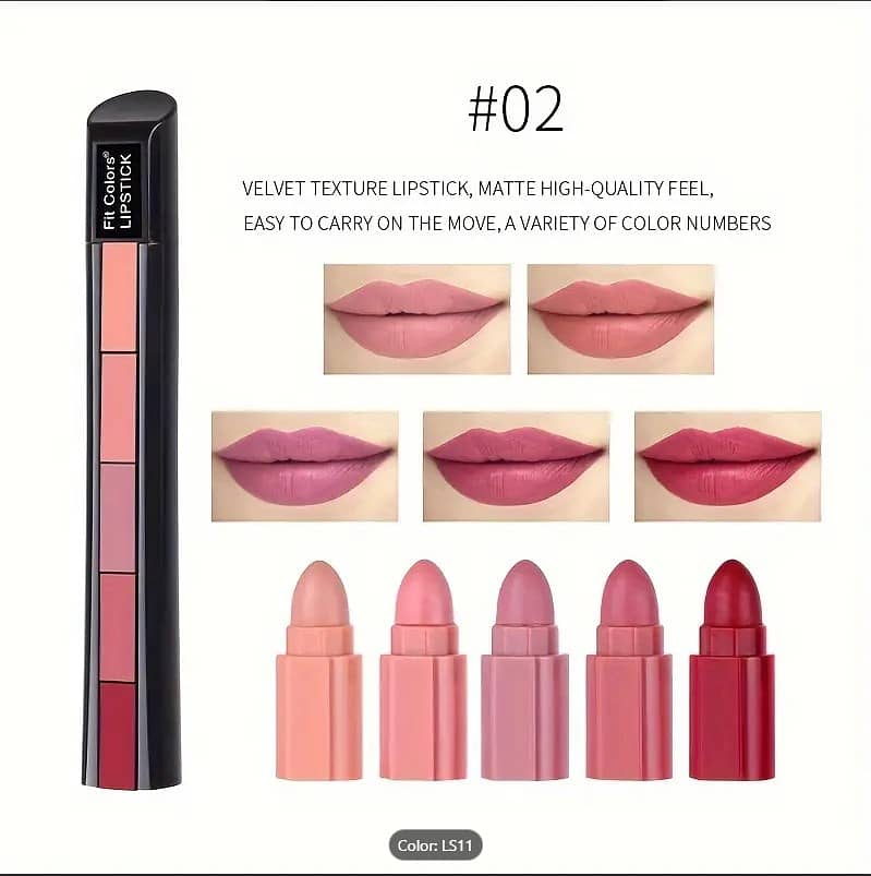 5-in-1 PACK OF Matte Lipstick & Makeup Set – Waterproof Velvet Lip Glo 9