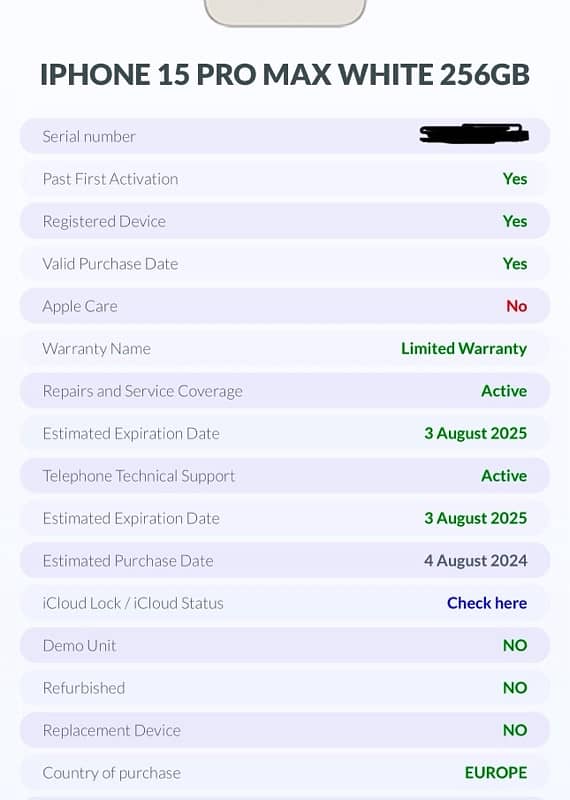 15 Pro Max White Non/Pta 4 month Sim Working 12