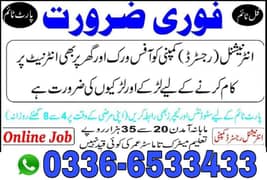 Boys/Girls Online job available,Part time/full time/Data Entry/Typing