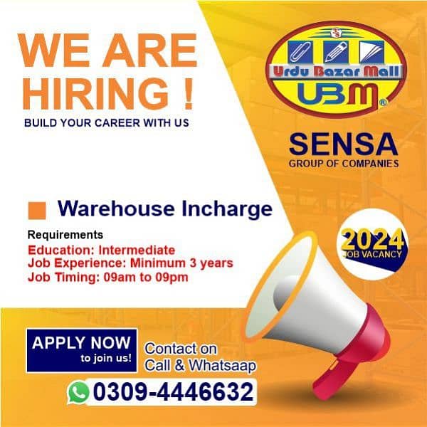 Warehouse in charge required 0