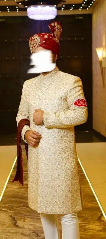 Sherwani (Cream Color) with Qulla 1