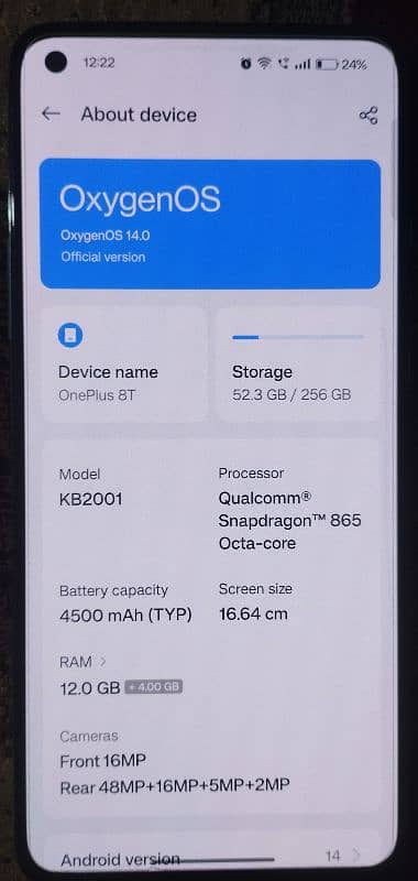 oneplus 8t in good condition 12/256 gb 0