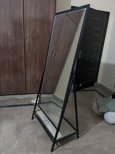 steel stand mirror in black colour