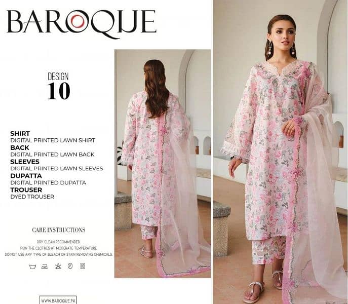 BAROQUE/3pc Printed Lawn Suit/ H. F Rajput Sister's 1